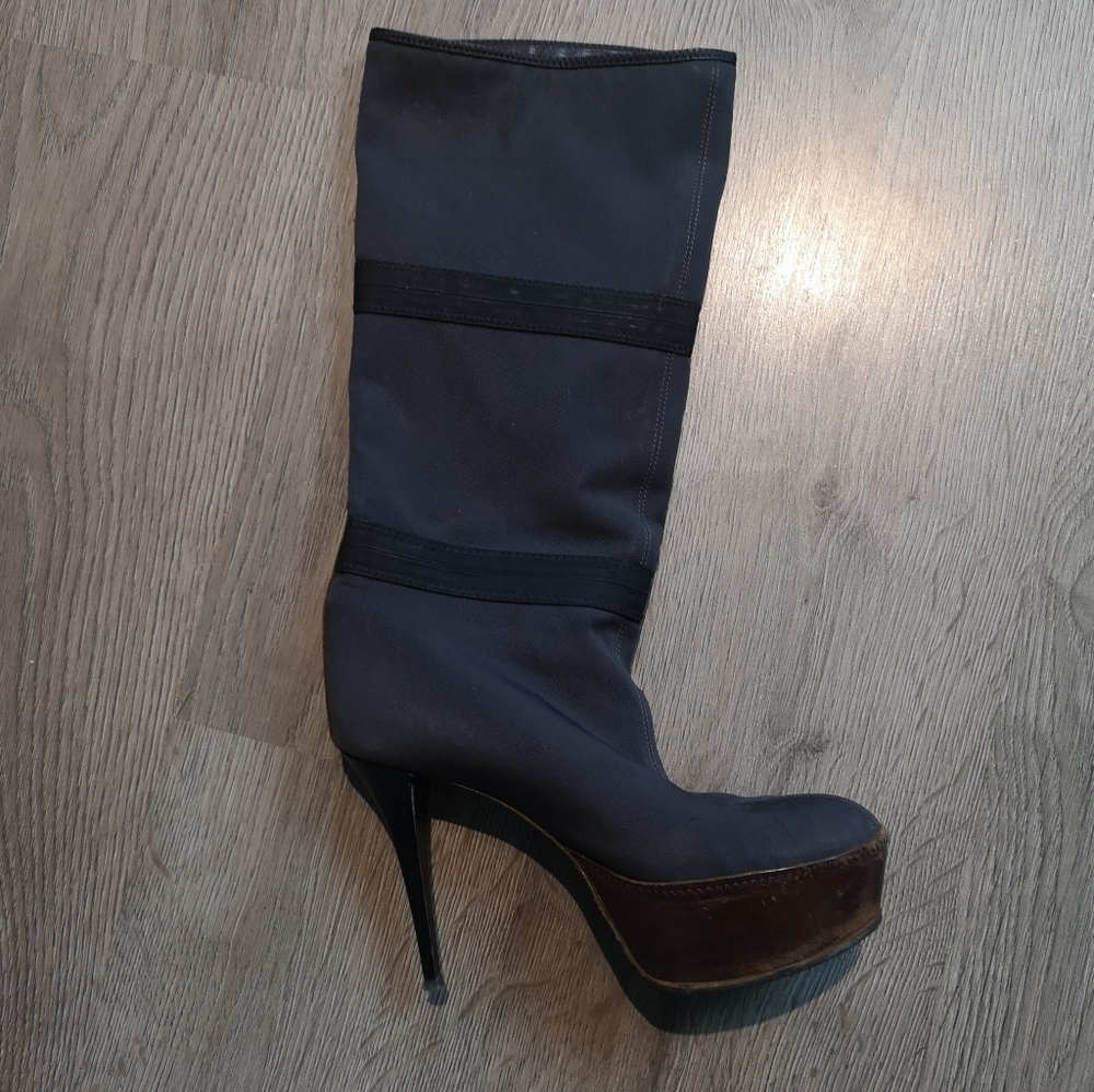 Vintage Marni Waterproof Fabric & Leather Platform Heeled Boots